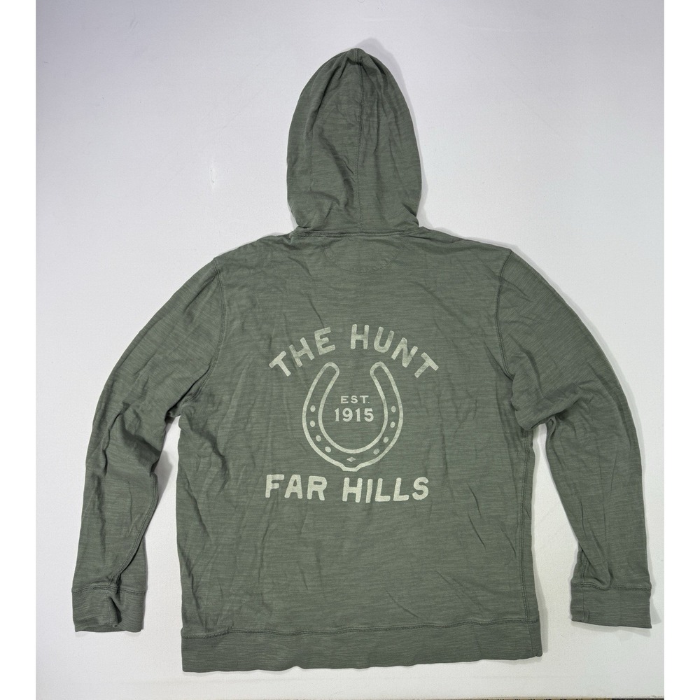 Faherty Sunwashed Slub Hoodie Mens XL Green Organic Cotton MKC0096-CVK Pullover